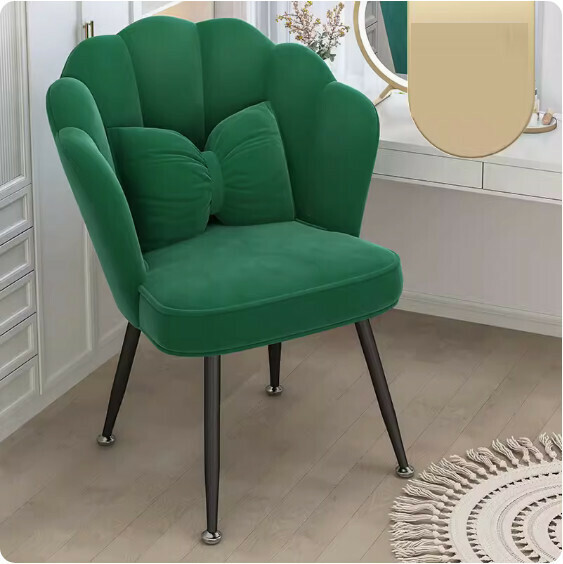 Hot recommended backrest makeup chair (dark green-black leg latex model + butterfly waist pillow)