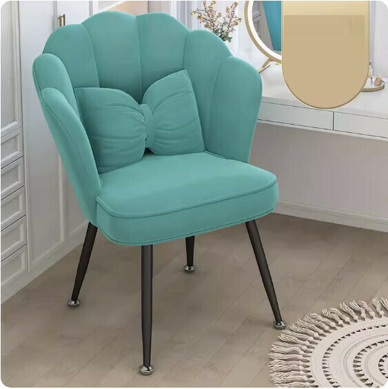 Hotly recommended backrest makeup chair (Lake blue-black leg latex model + butterfly waist pillow)