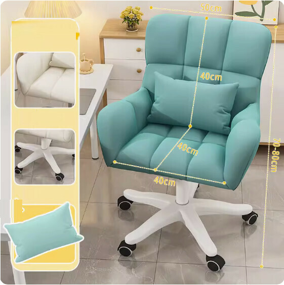 Hot-recommended backrest makeup chair (Lake blue-rotating nylon claw + lumbar pillow)