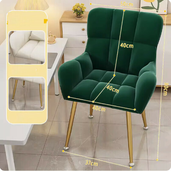 Hot recommended backrest makeup chair (dark green-gold legs)