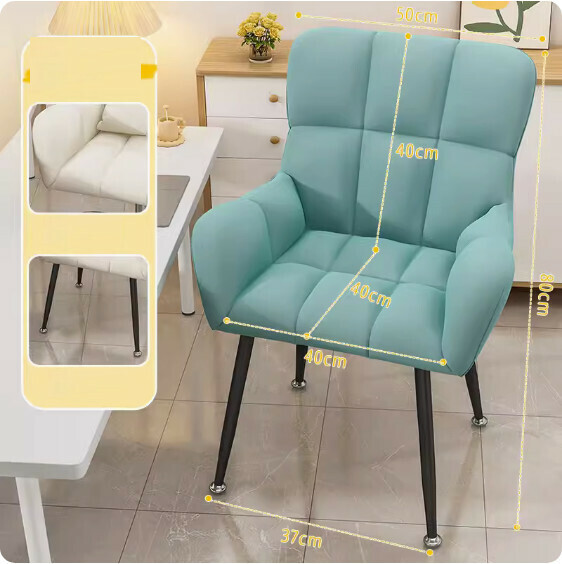 Hot backrest makeup chair (Lake blue-black legs)