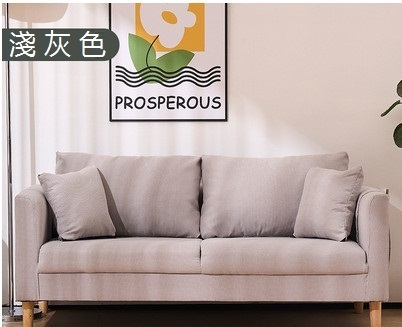 熱推小戶型沙發簡約（淺灰色）（加大三人 可拆洗送兩個抱枕）