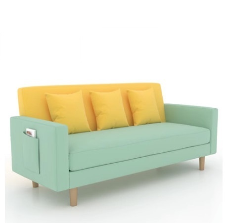 Hot recommendation sofa small apartment three-person sofa (mint green + yellow) (enlarged three-person)