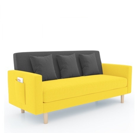 Hot recommendation sofa small apartment three-person sofa (yellow + dark gray) (enlarged three-person)