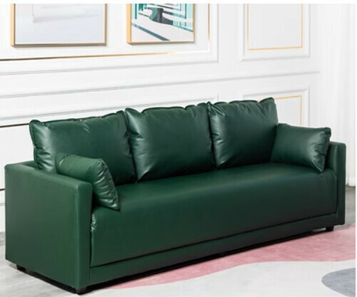 Hotly recommended light luxury simple three-person simple small apartment sofa (dark green-PU leather) (enlarged three-person)
