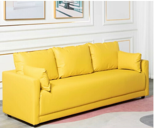 Hotly recommended light luxury simple three-person simple small apartment sofa (bright yellow-PU leather) (three people)