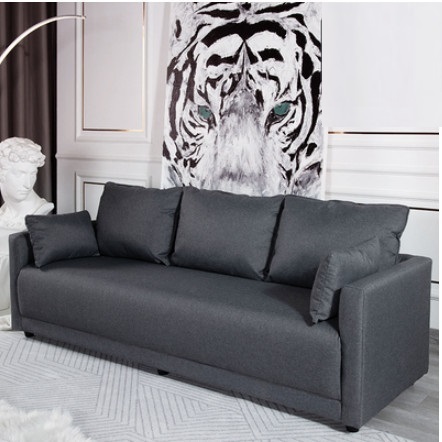 Hotly recommended light luxury simple three-person simple small apartment sofa (dark gray-cotton and linen style) (enlarged three-person)