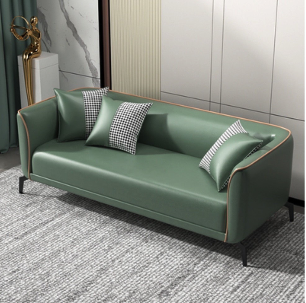 Hot recommendation of light luxury and simple three-person sofa for small apartments (olive green-latex style) (three-person, 148cm, 2 pillows)