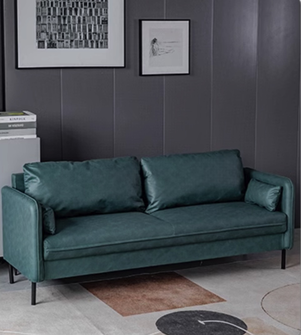 Hot recommendation for small apartment technology fabric three-seat sofa (dark green) (three-person, 146cm, 2 pillows)