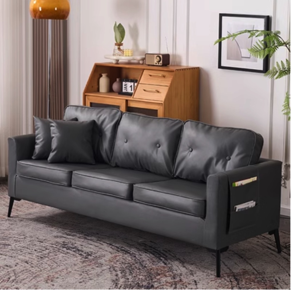 Hot recommended sofa for small apartments, modern and simple (warm gray - high elastic sponge) (three people)