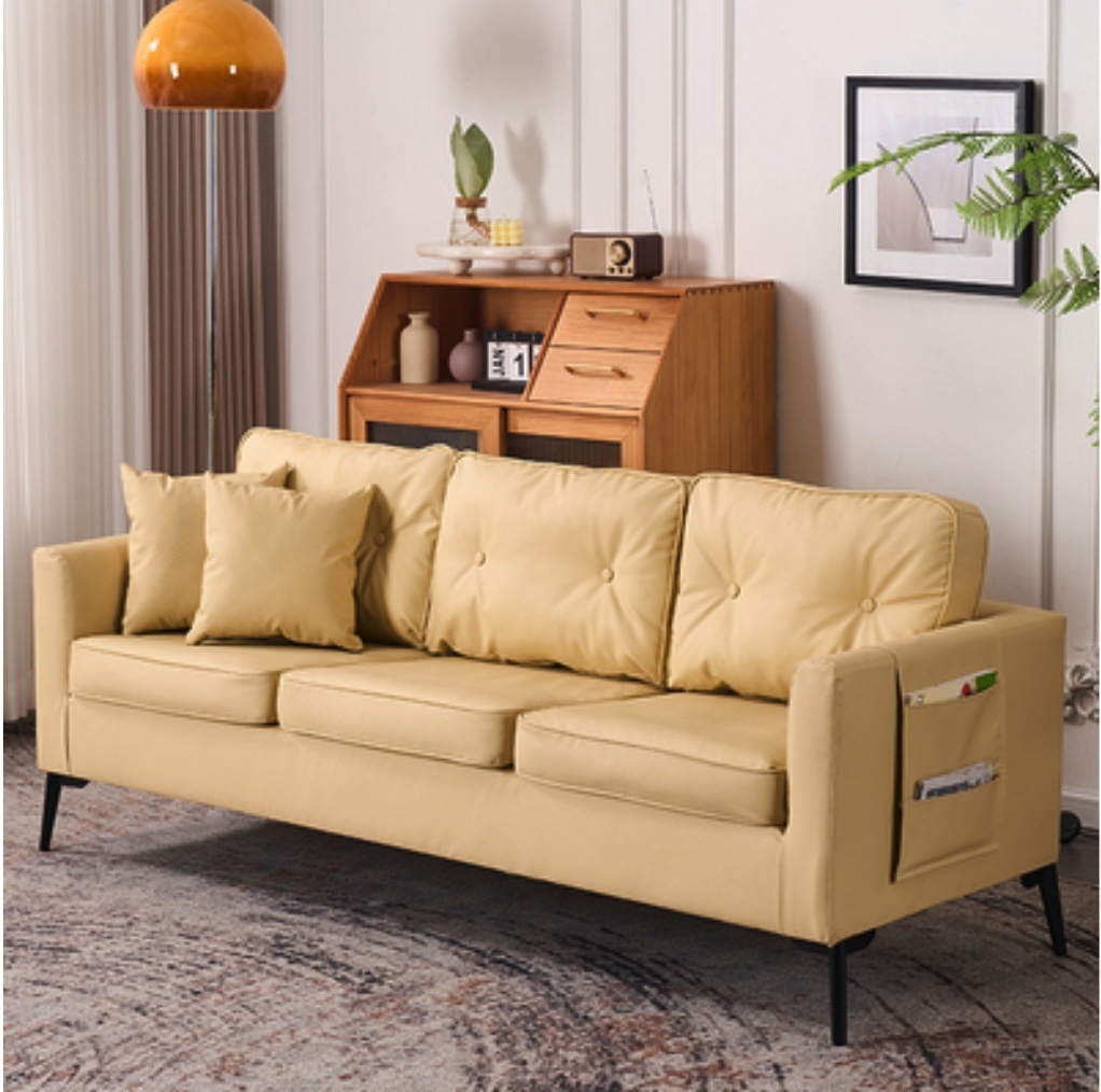 Hot recommended sofa for small apartments, modern and simple (beige - high quality latex) (three people)