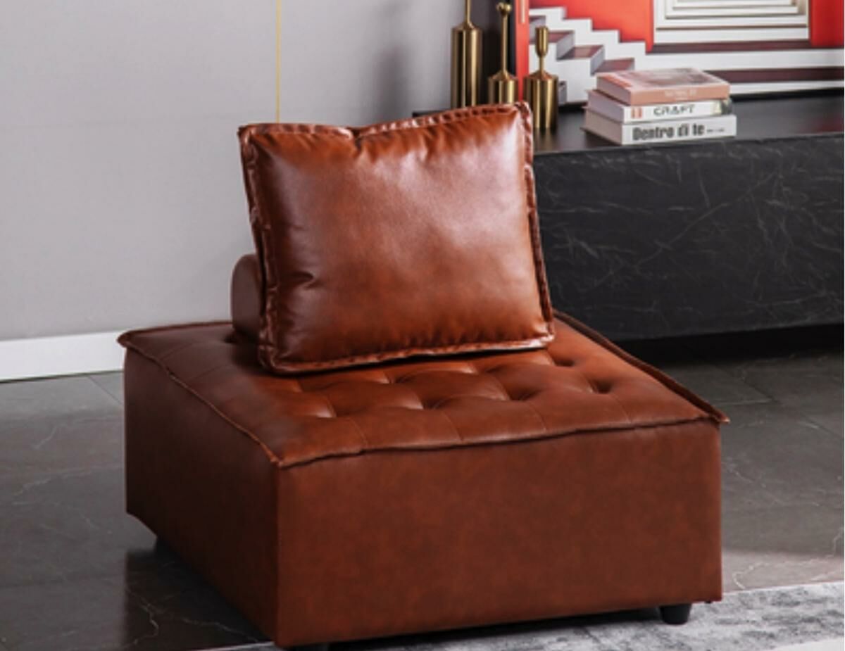 Hot Recommendation Lazy Square Modular Sofa No Washing (Brown-PU Leather)