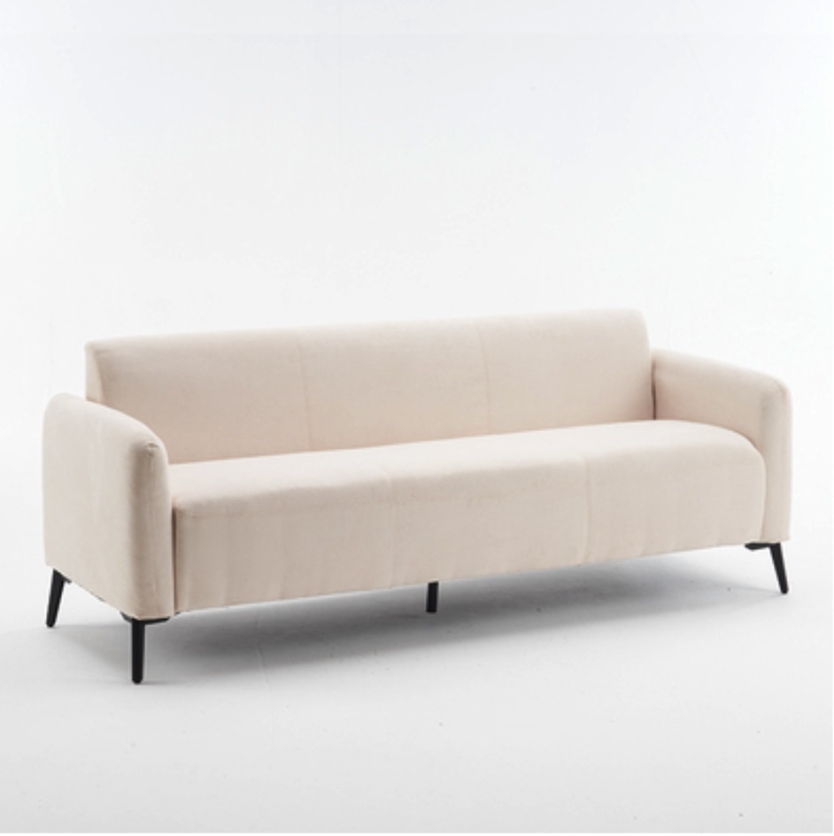 Hot recommended snowflake velvet three-person small sofa (off-white) (snowflake velvet-sponge three-person sofa)