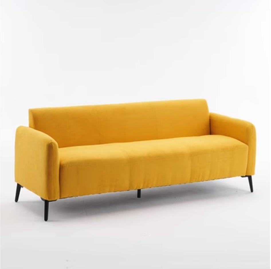 Hotly recommended snowflake velvet three-person small sofa (yellow) (snowflake velvet-sponge model plus three persons)