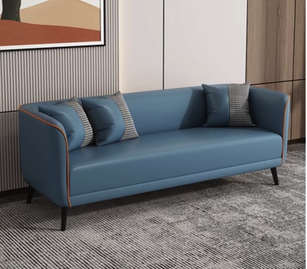 Popular Nordic simple small apartment sofa (light blue [latex cushion]) (three people)