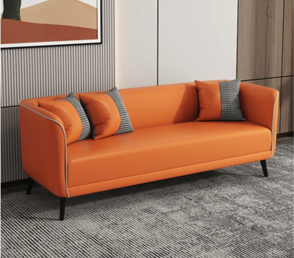 Popular Nordic simple small apartment sofa (bright orange [latex cushion]) (three people)