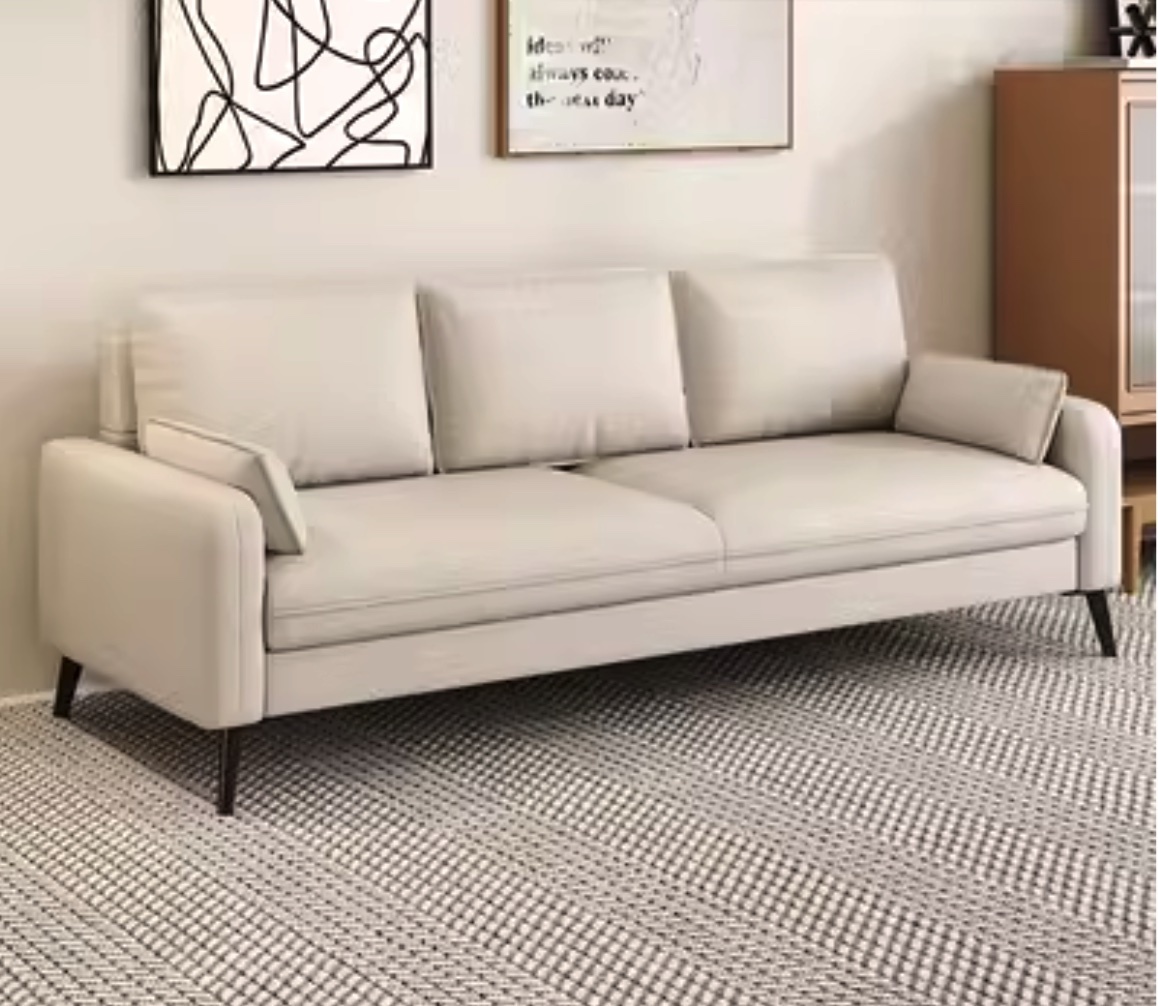 Hotly recommended Nordic sofa living room small apartment (off-white - free pillow [latex cushion]) (three people)
