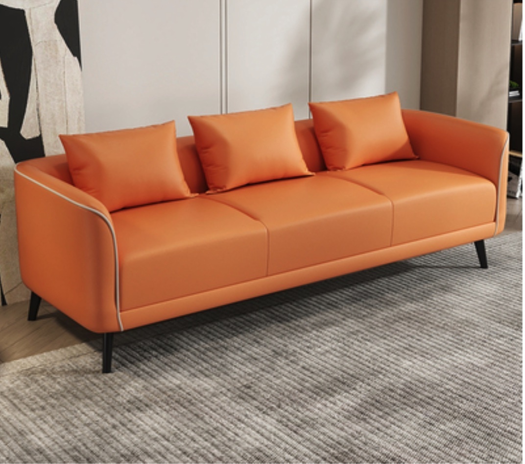 Popular small apartment cat claw-proof simple small sofa (bright orange - technical cloth [latex cushion]) (three people)