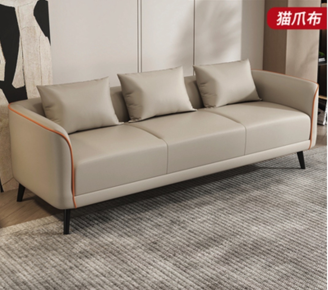 Popular small apartment cat claw proof simple small sofa (beige - cat claw cloth [latex cushion]) (three people)