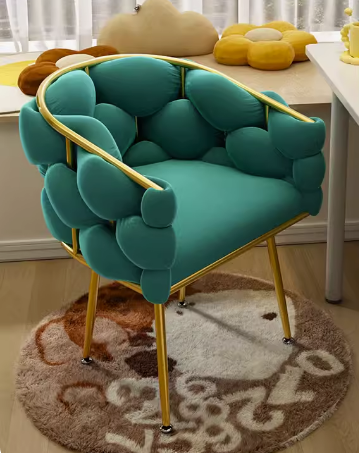 Hot style comfortable backrest gold leg bubble armchair (dark green) (size: height 76CM, seat width 45CM)