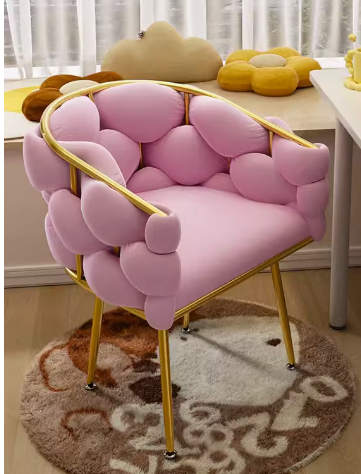 Hot style comfortable backrest gold leg bubble armchair (goddess pink) (size: height 76CM, seat width 45CM)