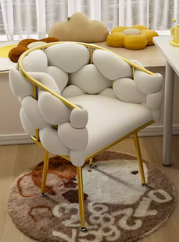 Hot style comfortable backrest gold leg bubble armchair (off-white) (size: height 76CM, seat width 45CM)