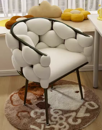 Hot style comfortable backrest bubble armchair (off-white - black legs) (size: height 76CM, seat width 45CM)