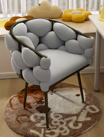 Popular comfortable backrest bubble armchair (light gray-black legs) (size: height 76CM, seat width 45CM)