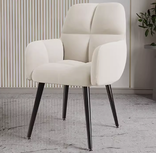 Popular luxury and comfortable soft-backed armchair ([black leg model] white) (size: height 80CM, seat width 39*36CM)