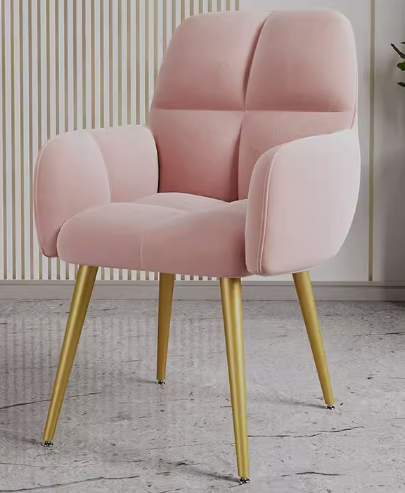 Popular luxury and comfortable soft-backed armchair ([golden leg model] pink) (size: height 80CM, seat width 39*36CM)