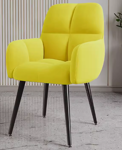 Popular luxury and comfortable soft-backed armchair ([black leg model] yellow) (size: height 80CM, seat width 39*36CM)