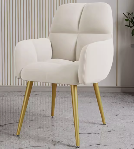 Popular luxury and comfortable soft-backed armchair ([golden leg model] white) (size: height 80CM, seat width 39*36CM)