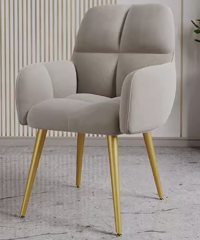 Popular luxury and comfortable soft-backed armchair ([golden leg model] light gray) (size: height 80CM, seat width 39*36CM)