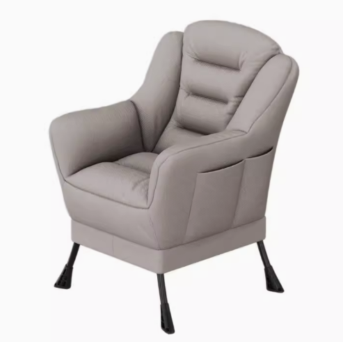 Popular comfortable soft-backed armchair (light gray cotton and linen model) (size: 63*62*93CM)