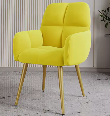 Popular luxury and comfortable soft-backed armchair ([golden leg model] yellow) (size: height 80CM, seat width 39*36CM)