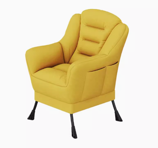 Popular comfortable soft-backed armchair (yellow cotton and linen model) (size: 63*62*93CM)