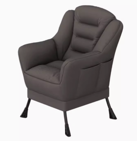 Popular comfortable soft-backed armchair (dark gray cotton and linen model) (size: 63*62*93CM)