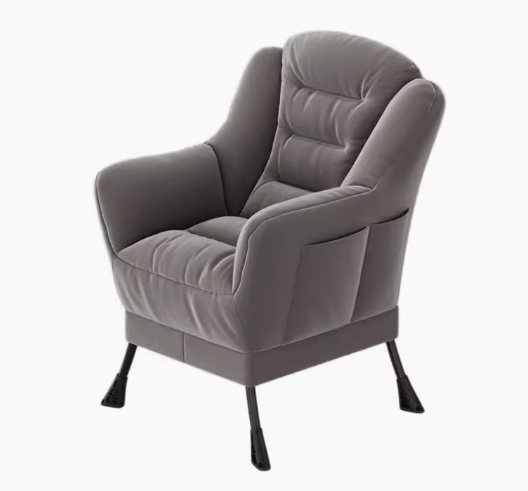 Popular comfortable soft-backed armchair (dark gray suede model) (size: 63*62*93CM)