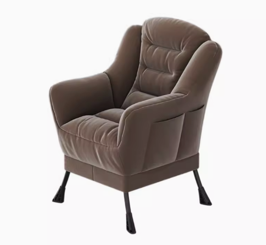 Popular comfortable soft-backed armchair (brown suede model) (size: 63*62*93CM)