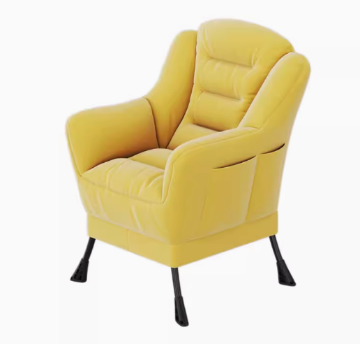Popular comfortable soft-backed armchair (yellow suede model) (size: 63*62*93CM)