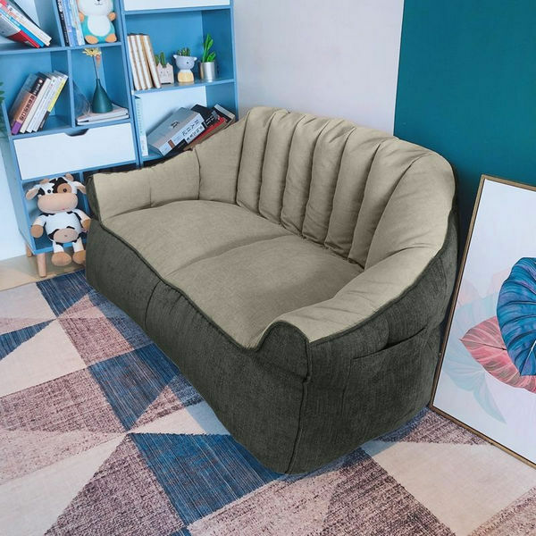 Popular lazy sofa tatami [double seat (dark gray and light gray)]