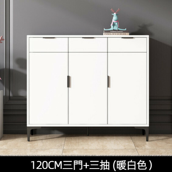 Popular home entry shoe cabinet (warm white) [120cm three doors + three drawers]