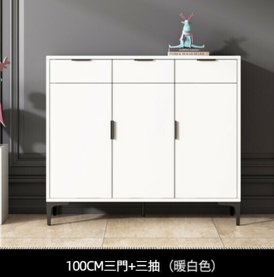 Popular home entry shoe cabinet (warm white) [100cm three doors + three drawers]