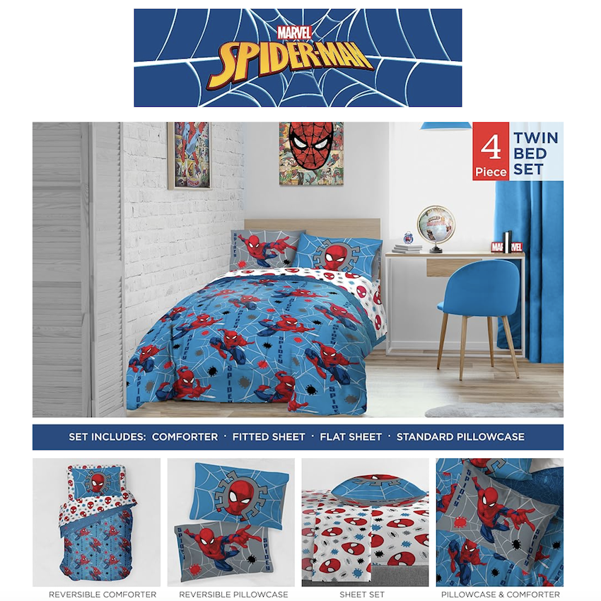 美國 SpiderMan 4 件裝床上套裝 (單人床)