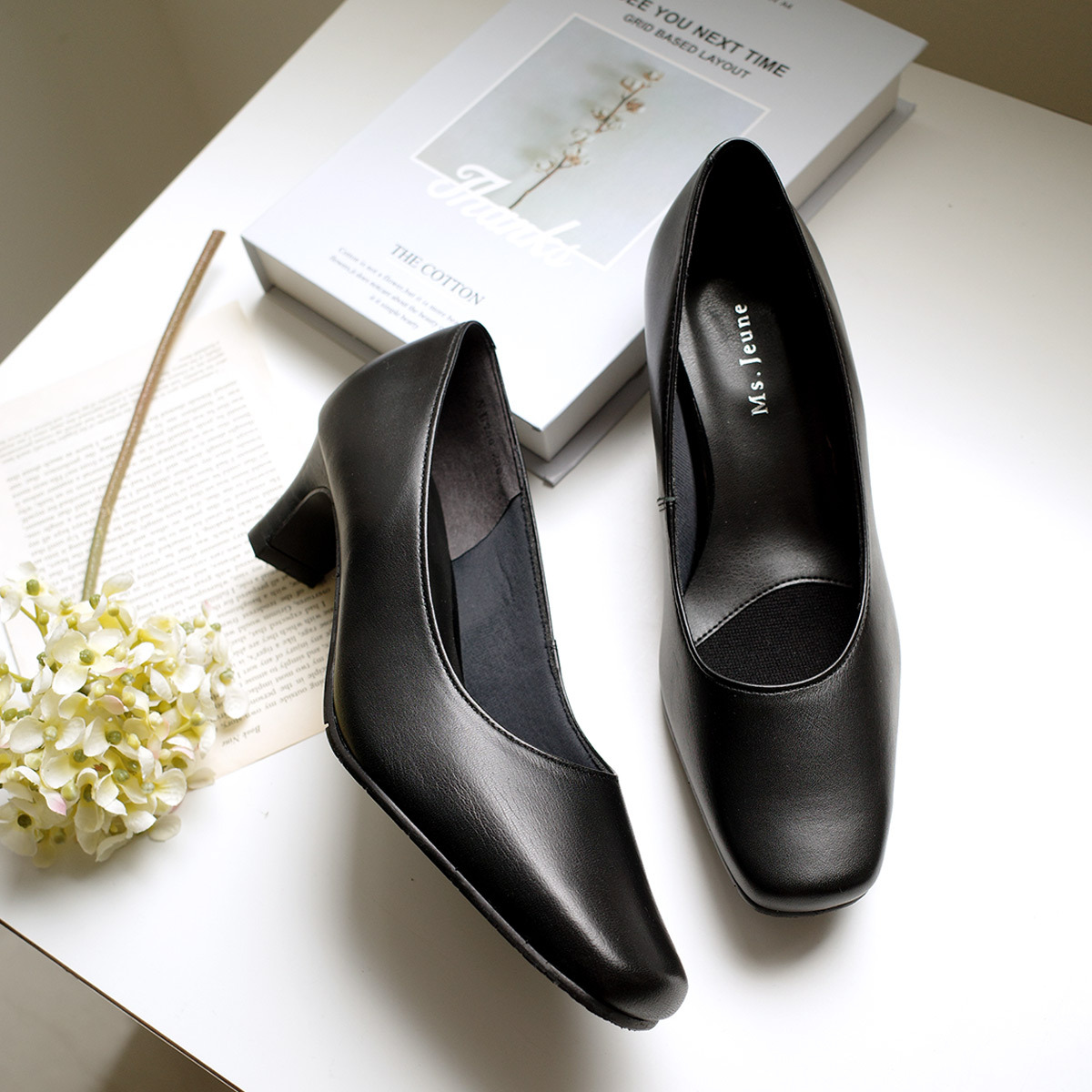 Ms. Jeune 日本真皮女用商務素面高跟鞋5公分