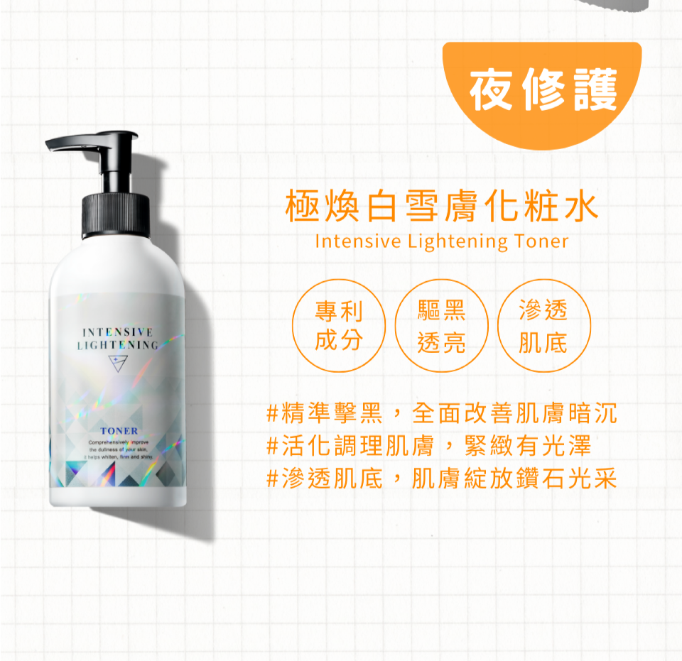 極煥白雪膚化粧水結合雙效亮白改善暗沉
