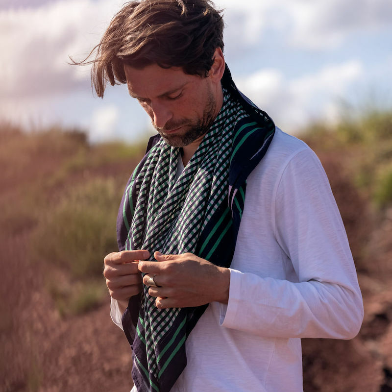 泰拉格紋-藏青藍蕨綠雙色 | 領巾