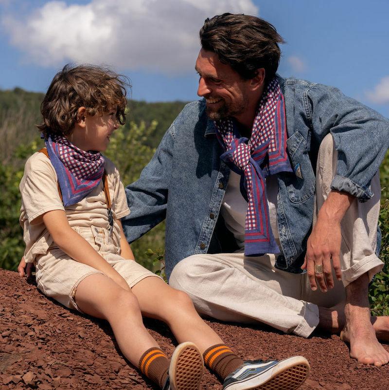 泰拉格紋-迷霧藍榴紅雙色 | 領巾