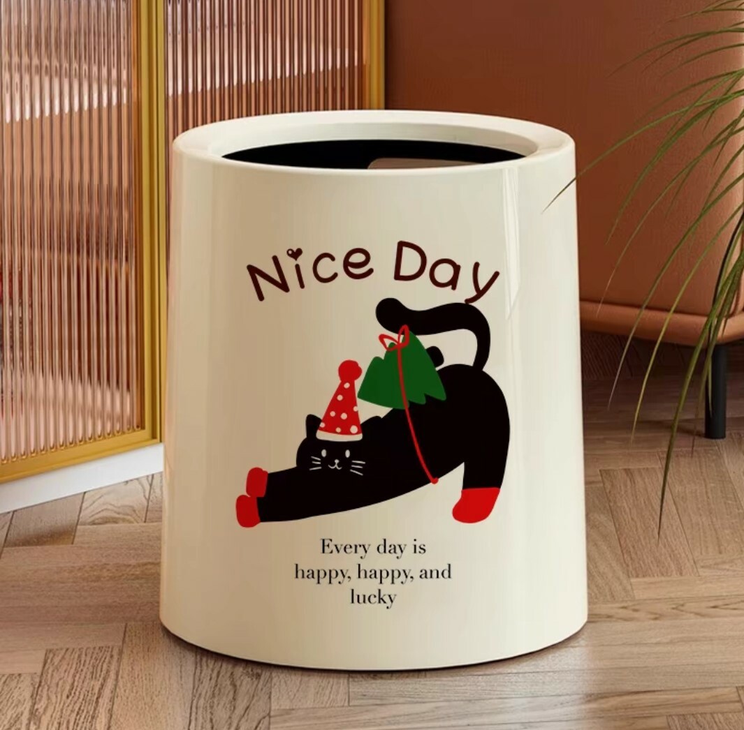 可愛風簡約雙層垃圾桶