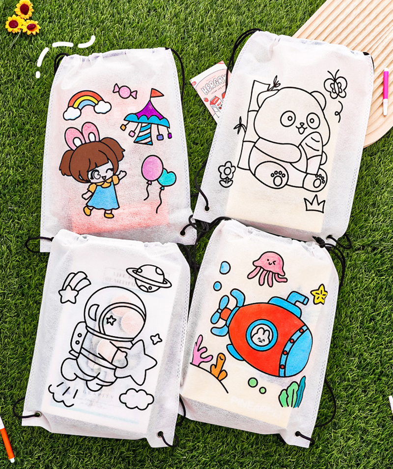 DIY填色畫雙肩布袋 A2428